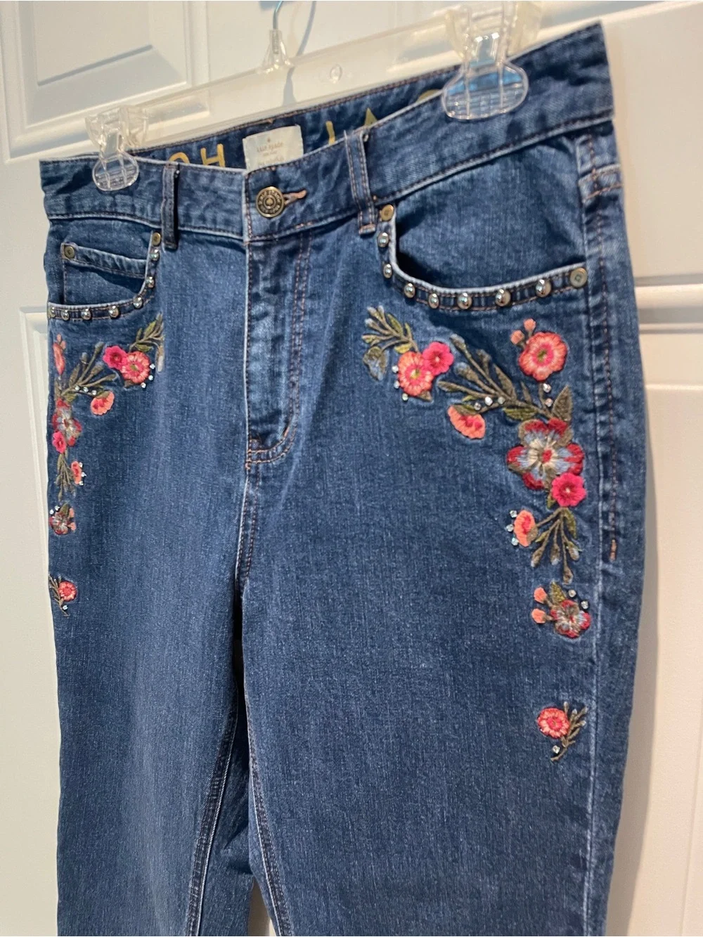 Kate Spade Broome Street Ditsy Embroidered Floral Straight Ankle Jeans Size 29